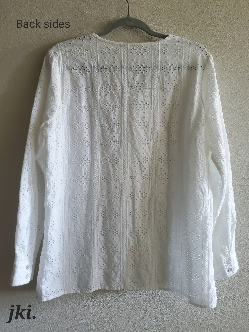 Christian Siriano White Eyelet Long-Sleeve Blouse - Picture 8 of 8